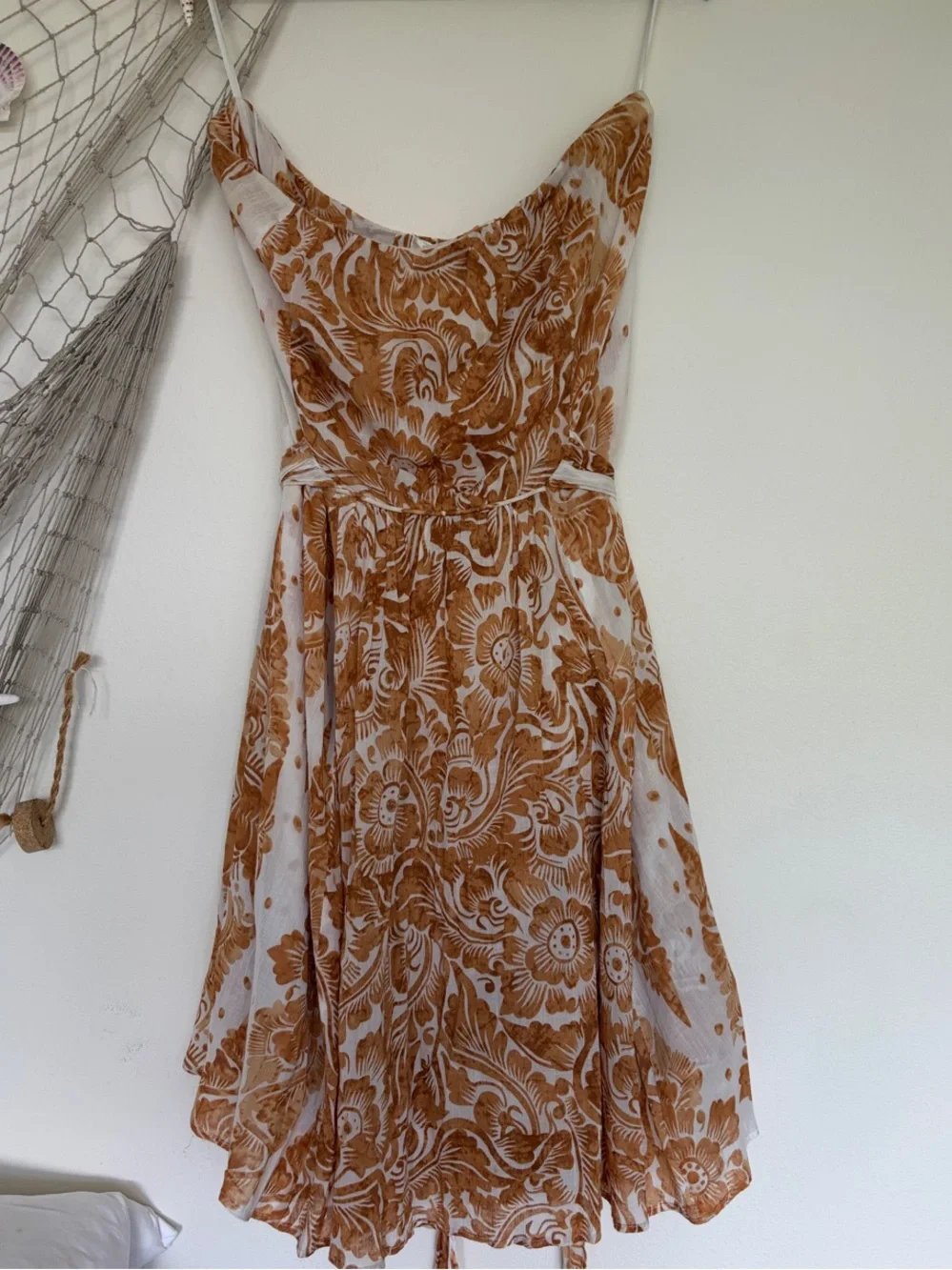 Diane Von Furstenberg Strapless Orange Paisley Print Dress - Picture 7 of 7